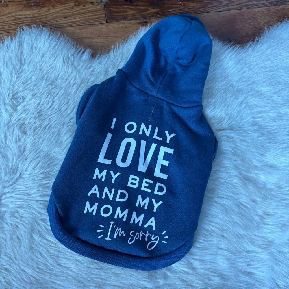 Blue & White Graphic Dog Hoodie